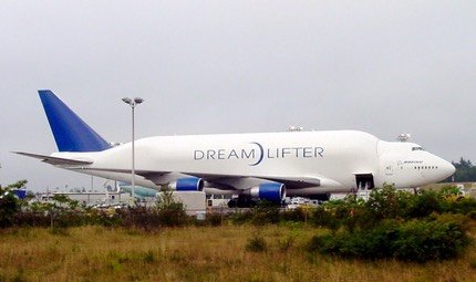 Boeing 747 Dreamlifter N780BA showing its enlarged bulged fuselage