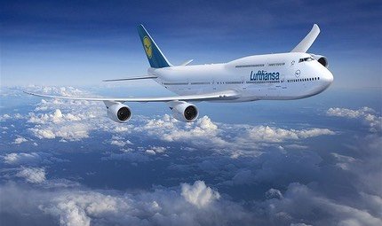 Computer-generated image of a Lufthansa Boeing 747-8 Intercontinental